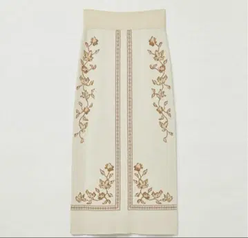 Eaphi 스카프 모티브 니트 스커트 아이보리