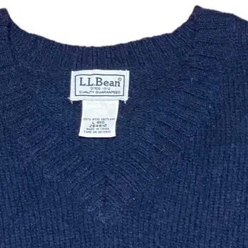 00s L.L.Bean 셰틀랜드 울 스웨터 V넥 네이비 L