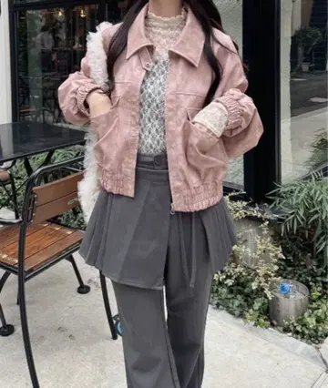 인기 컬러 [ XS 사이즈 숏 기장 ] 인조 가죽 스탠드 블루종