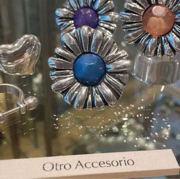 Ray beams 플라워 실버 반지 블루