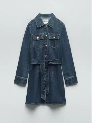 ZARA 인디고 데님 긴팔 원피스 EU M