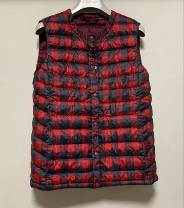 탑밸류 다운 베스트 빨간색 체크