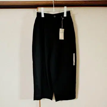 무인양품 건조하기 쉬운 브로드 와이드 테이퍼드 팬츠 S 블랙