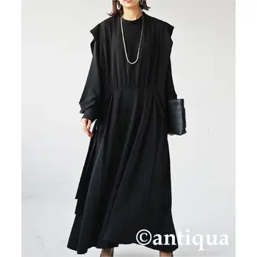 antiqua 허리 절개 레이어드 스타일 원피스