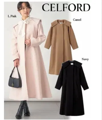 [ 새상품급 ] 셀포드 38 빅 칼라 코트 핑크 CWFC225006