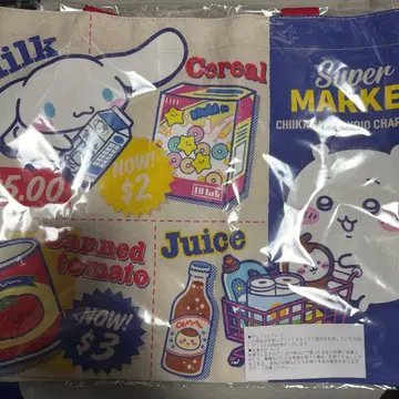 치이카와 x 산리오 캐릭터즈 슈퍼마켓 쇼핑 토트백