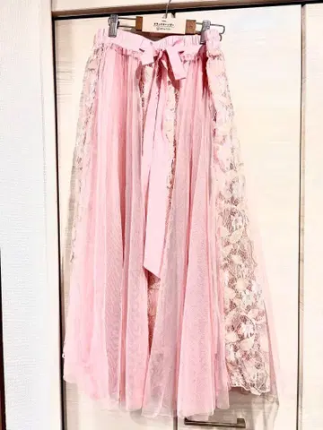 벚꽃 플레어 스커트 레이스 튤 미사용 새상품