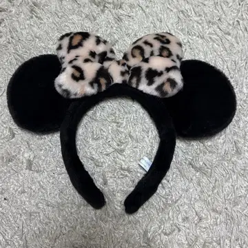 디즈니 머리띠 레오파드 무늬 미니 리본
