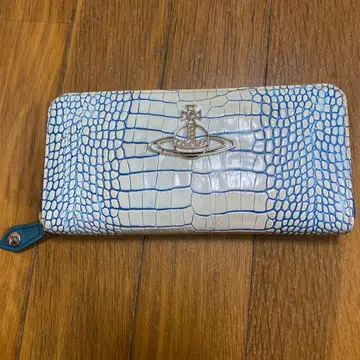 크로커다일풍 장지갑 화이트/블루