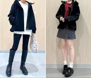 GU 코지 멜톤 숏 후디 코트 3XL 블랙 2025년