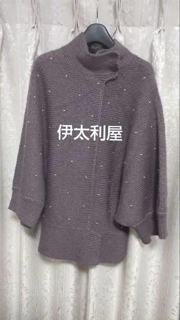 [ 미사용에 가까움 ] 이타리야 장식 하이넥 니트 퍼플
