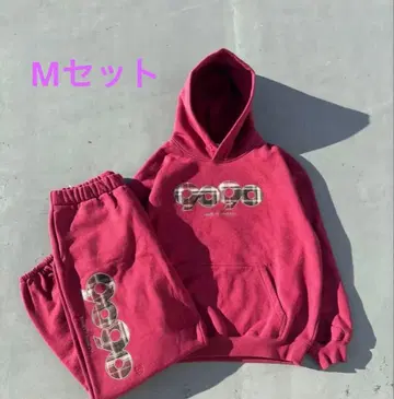 M 세트 다크 핑크 후드 부착 셋업