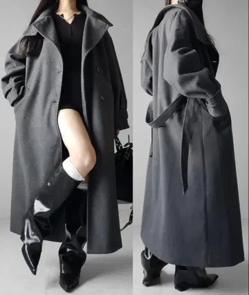 me+em select 스탠드 카라 레이디 멜톤 트렌치 롱 코트