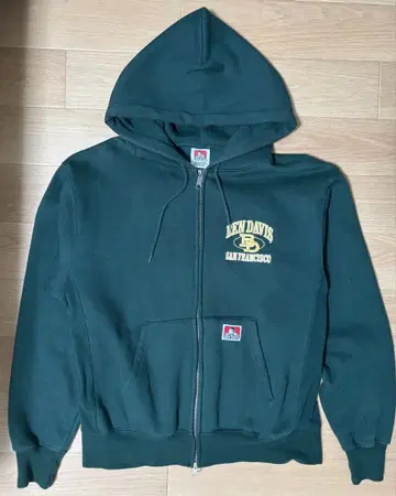 BEN DAVIS 프린트 풀 집업 후드티 그린 M