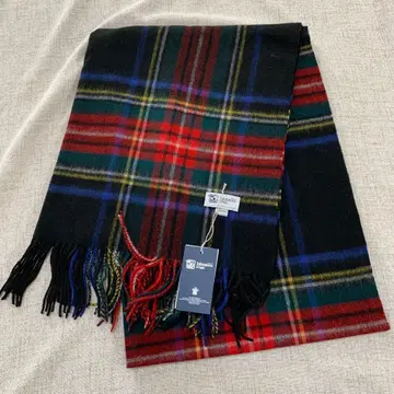 존스턴즈 머플러 대형 타탄 체크 스톨 블랙스튜