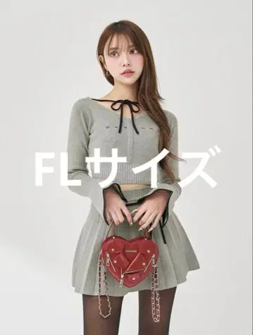 Darich 허리 오픈 리본 디자인 니트 미니 원피스 GRY FL