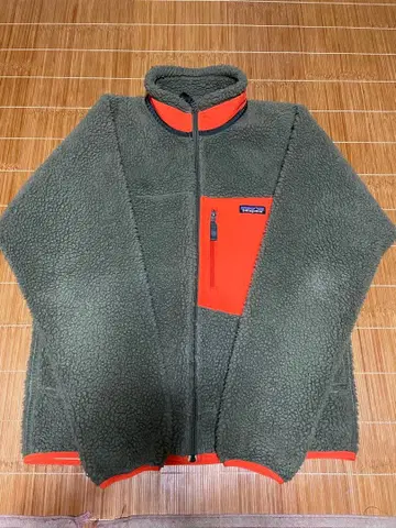 patagonia 플리스 자켓 올리브 그린/오렌지