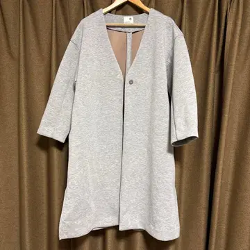 earth 라이트 그레이 롱 코트 종이상자 소재 노카라