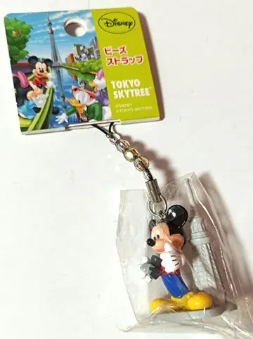 디즈니 미키 도쿄 스카이트리 한정판 레어 비즈 스트랩 레트로