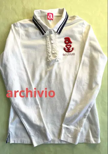 아르키비오 레이스 프릴 자수 긴팔 피케 셔츠 화이트