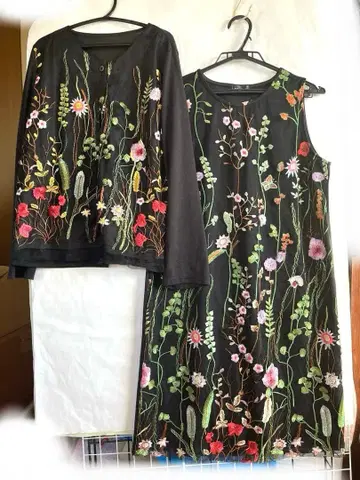 koibitomisaki 코이비토미사키 꽃무늬 자수 원피스와 자켓 세트