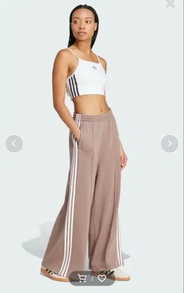 adidas 쓰리 스트라이프 루즈 프렌치 테리 와이드 레그 팬츠