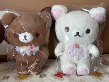 새상품 코리락쿠마 차이로이코구마 플라워 티타임 봉제 인형 M