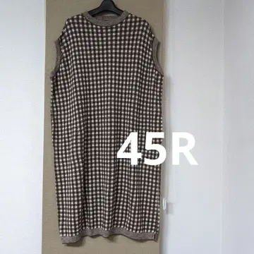 45R 새상품 깅엄 자카드 M 드레스