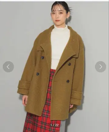 Ray BEAMS 루프 샤기 스탠드 카라 코트