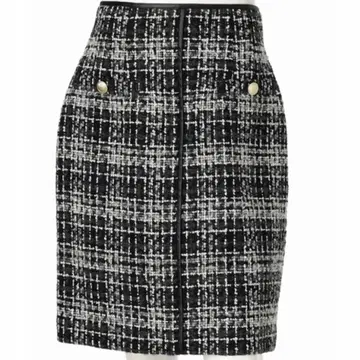파이핑 트위드 미니 스커트