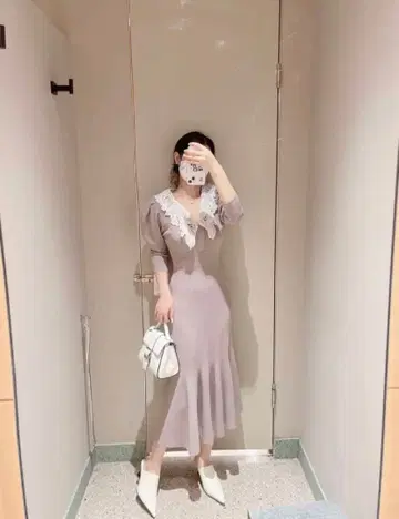 snidel 레이스 V넥 니트 원피스