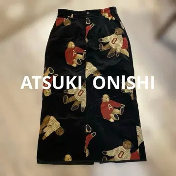 ATSUKI ONISHI 곰 무늬 롱 스커트 블랙