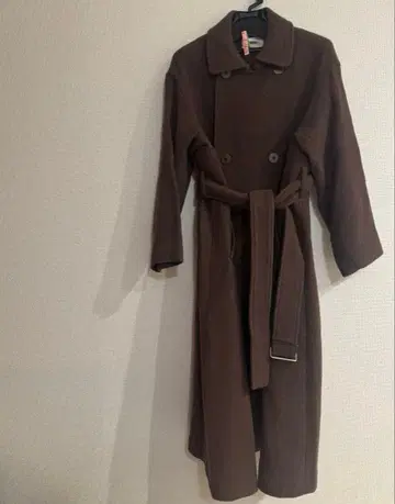 snidel 허리 마크 울 롱 코트 브라운