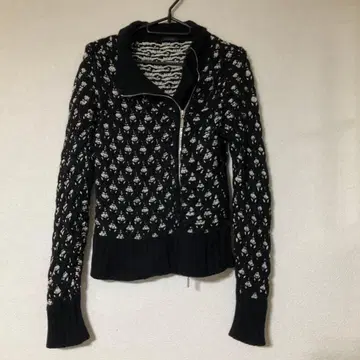 Cruciani 블랙 니트 집업 화이트 블루종