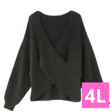 오카다유리 시마무라 크로스 니트 풀오버 블랙 4L