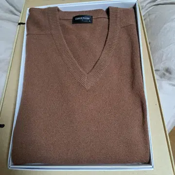 CLOVER PIGEON 캐시미어 100% 브라운 V넥 스웨터 L