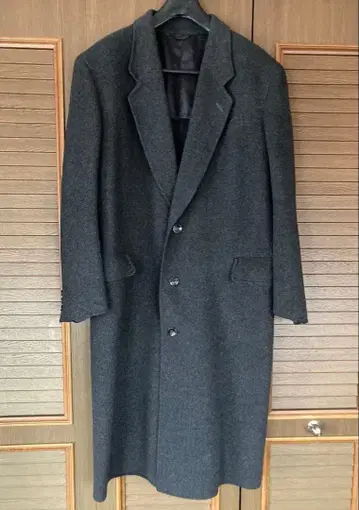 울 롱 코트 블랙 3버튼