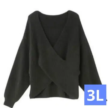 오카다유리 시마무라 크로스 니트 풀오버 블랙 3L