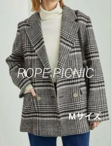 로페피크닉 체크 트위드 W 브레스 골드 버튼 자켓