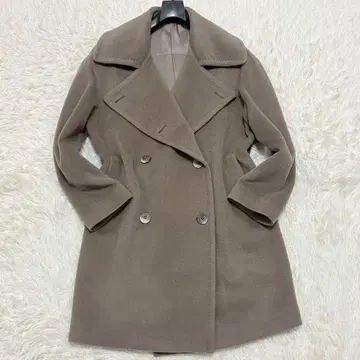 딸리아또레 빅 옷깃 알파카 혼방 더블 브레스트 롱 코트 그레이지