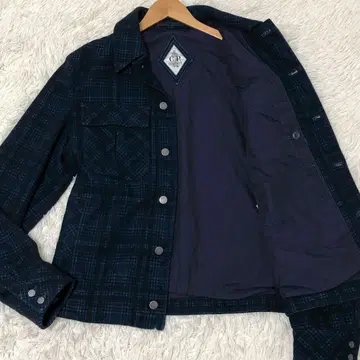새상품급 C.P. Company 울 자켓 체크 블루종 파랑 50