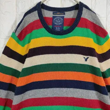 [컬러풀 보더 니트] 얇은 소재 스웨터 XL 멀티 컬러