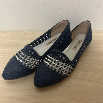 새상품 다이애나 플랫슈즈 23.5 블루 데님 실버 DIANA