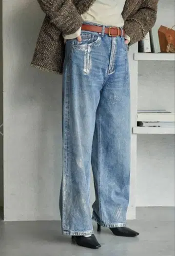 FREAK'S STORE 프릭스스토어 호일 프린트 데님 팬츠