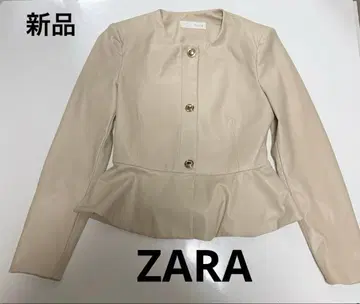 새상품 ZARA 페플럼 노카라 페이크 가죽 자켓 입학식