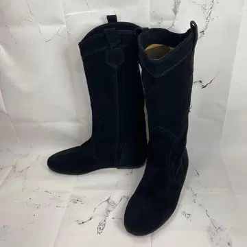 FABIO RUSCONI 롱 부츠 36 스웨이드 블랙 천연 가죽