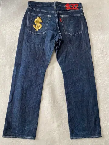 swagger 스와거 $ 와이드 데님 32인치 자수 버튼 플라이