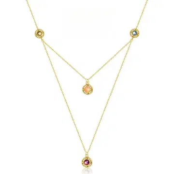 골드 컬러 스톤 목걸이