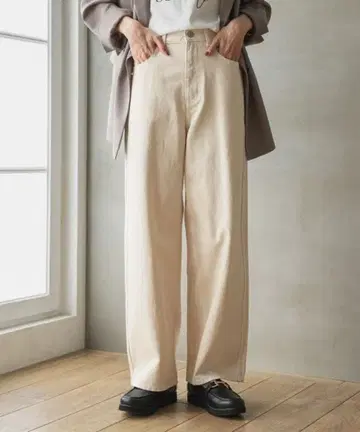 GOOD 데님 배기 팬츠 라이트 베이지 XS