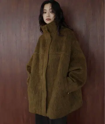 샤기 스탠드 칼라 코트 스탠드 칼라 코트 샤기 코트 hellam